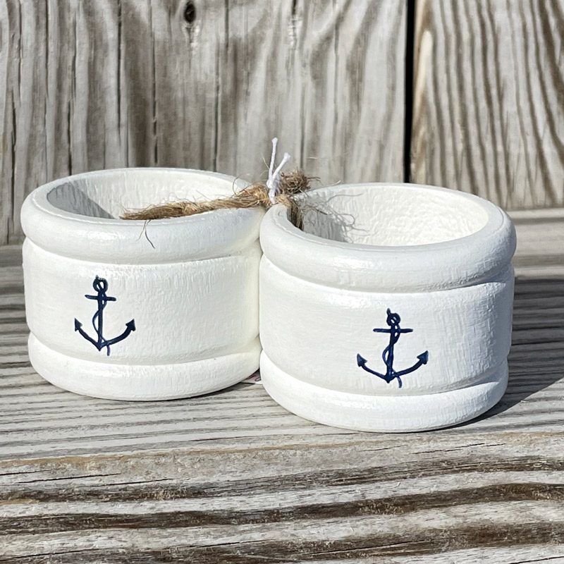 Hand Painted Napkin Rings - Blue Anchor