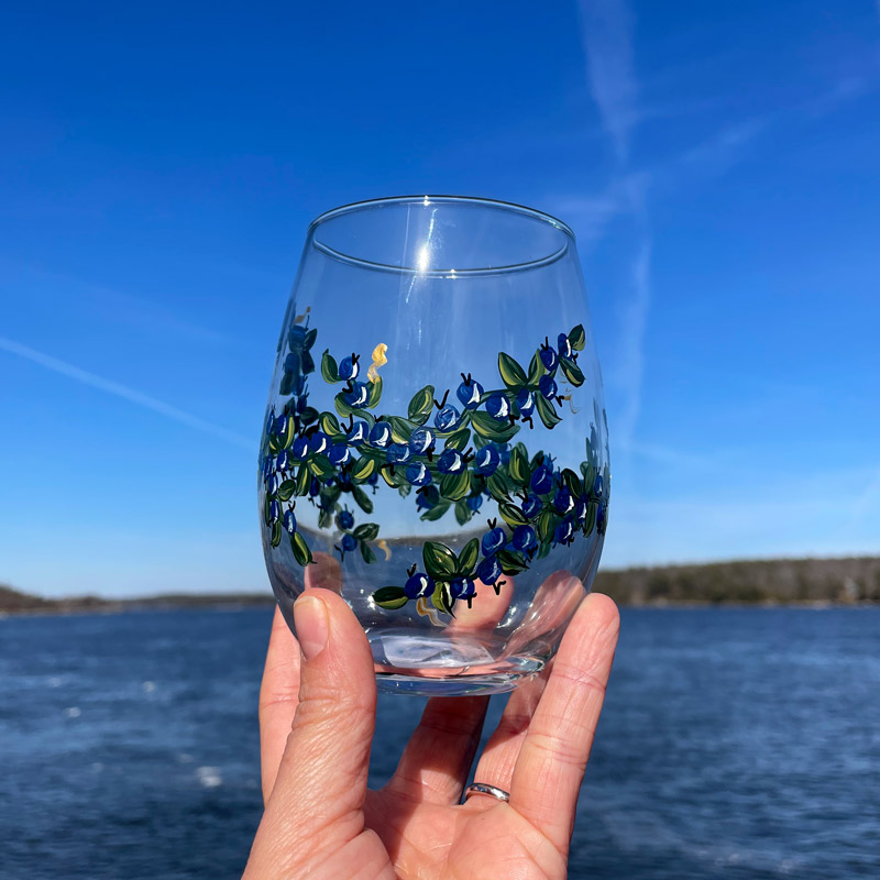 Blueberry Stemless Wine Glass