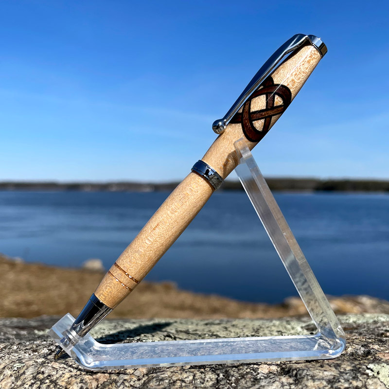 Maine Maple Tree with Walnut Celtic Knot Pen and Chrome Hardware