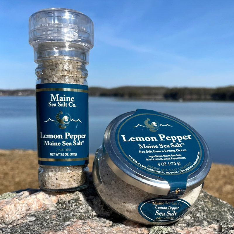 6 oz Lemon Pepper Maine Sea Salt Jar & Grinder