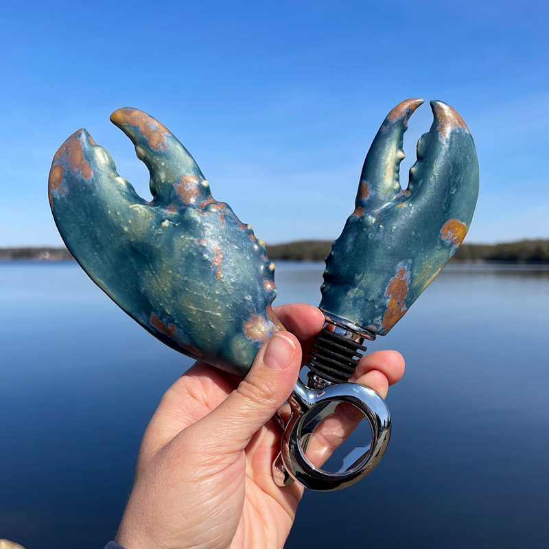 Rusted Blue Sea Lobster Claw Bottle Opener & Stopper