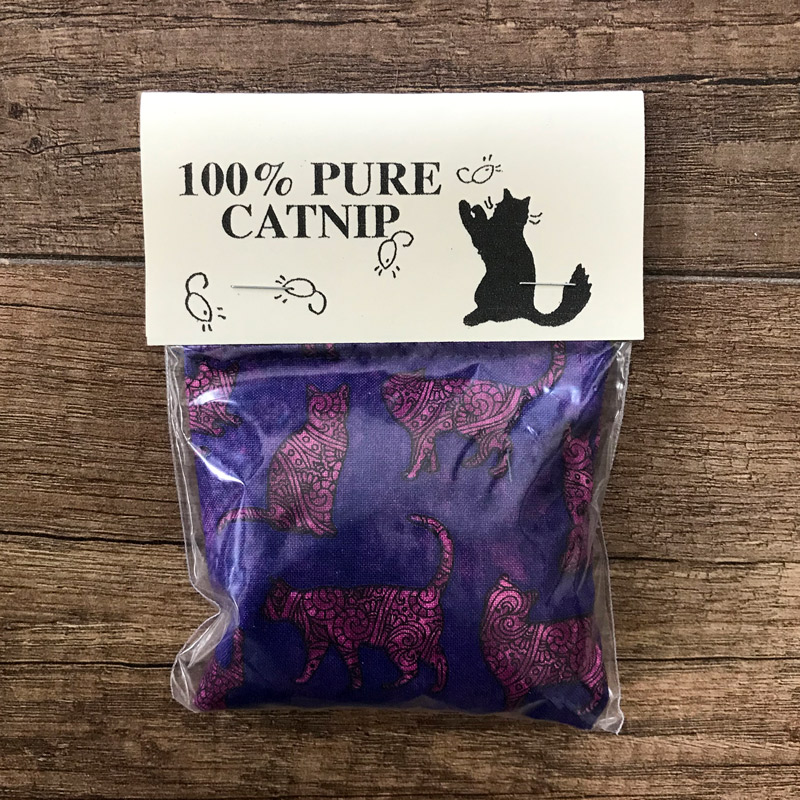 Calling All Cats - Paisley Cats on Purple Nip Sack