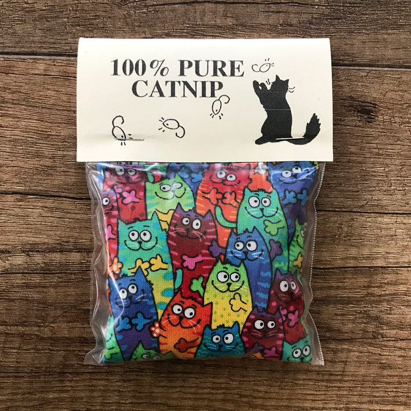 Calling All Cats - Googly Eyed Colorful Cats Cat Nip Sack