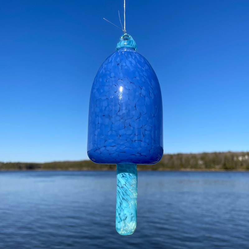 Sky Blue Blown Glass Lobster Buoy with Light Blue Spindle