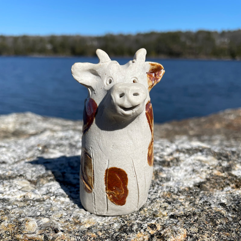 Cow Bud Vase by Westport Island Pottery