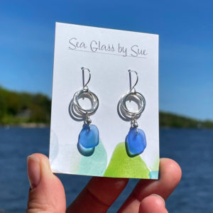 Light Blue Sea Glass Love Knot Earrings