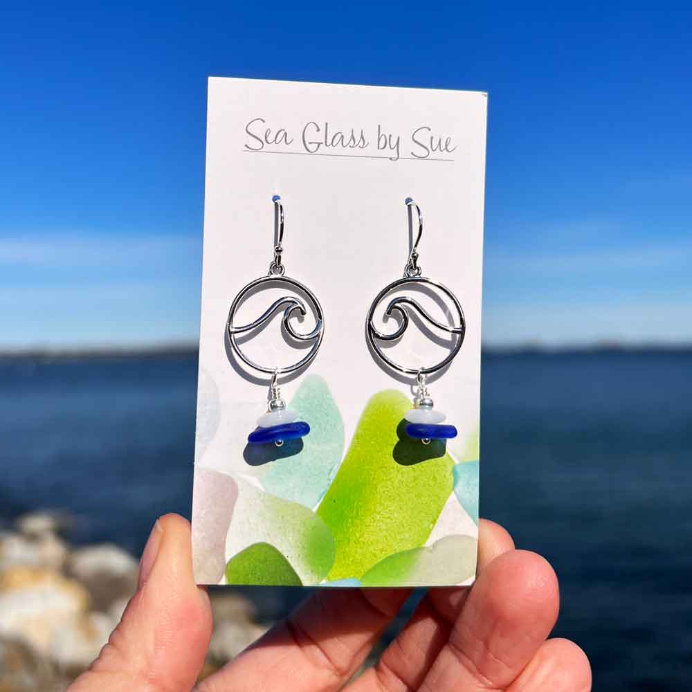 Sea Glass Stack Wave Earrings