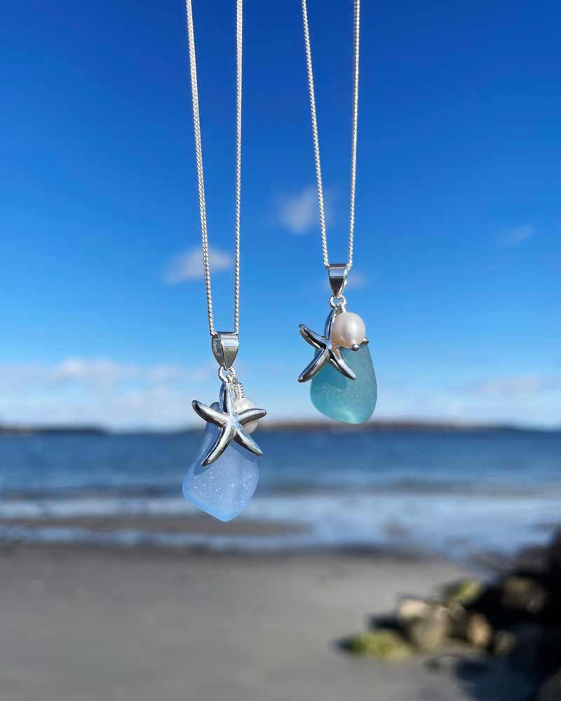 Sea Glass with Starfish & Pearl Necklace