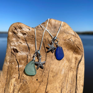 Sea Glass with Tiny Starfish Necklace