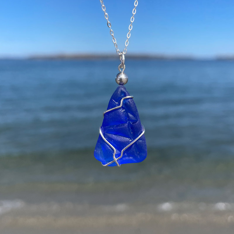 Cobalt Blue Sea Glass Necklace