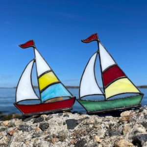 2 Stained Glass Sailboats