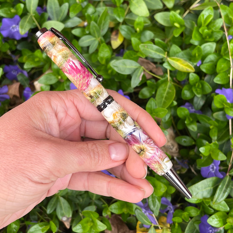 Maine Wildflowers Pen with Gun Metal Hardware