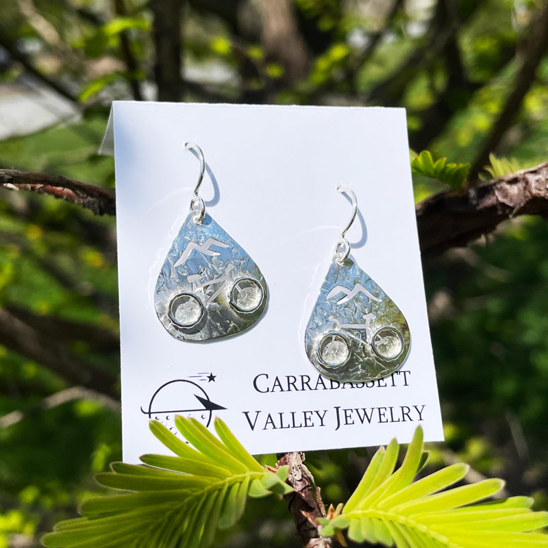 Mountain Bike Earrings by Carrabassett Valley Jewelry