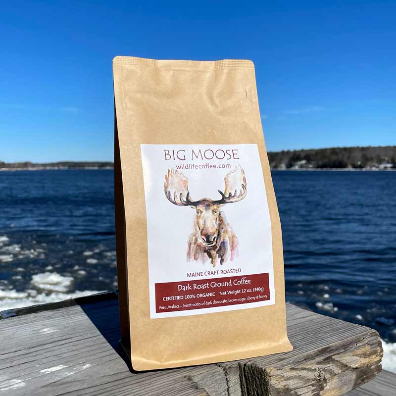 12oz bag of Big Moose Bold Roast Coffee