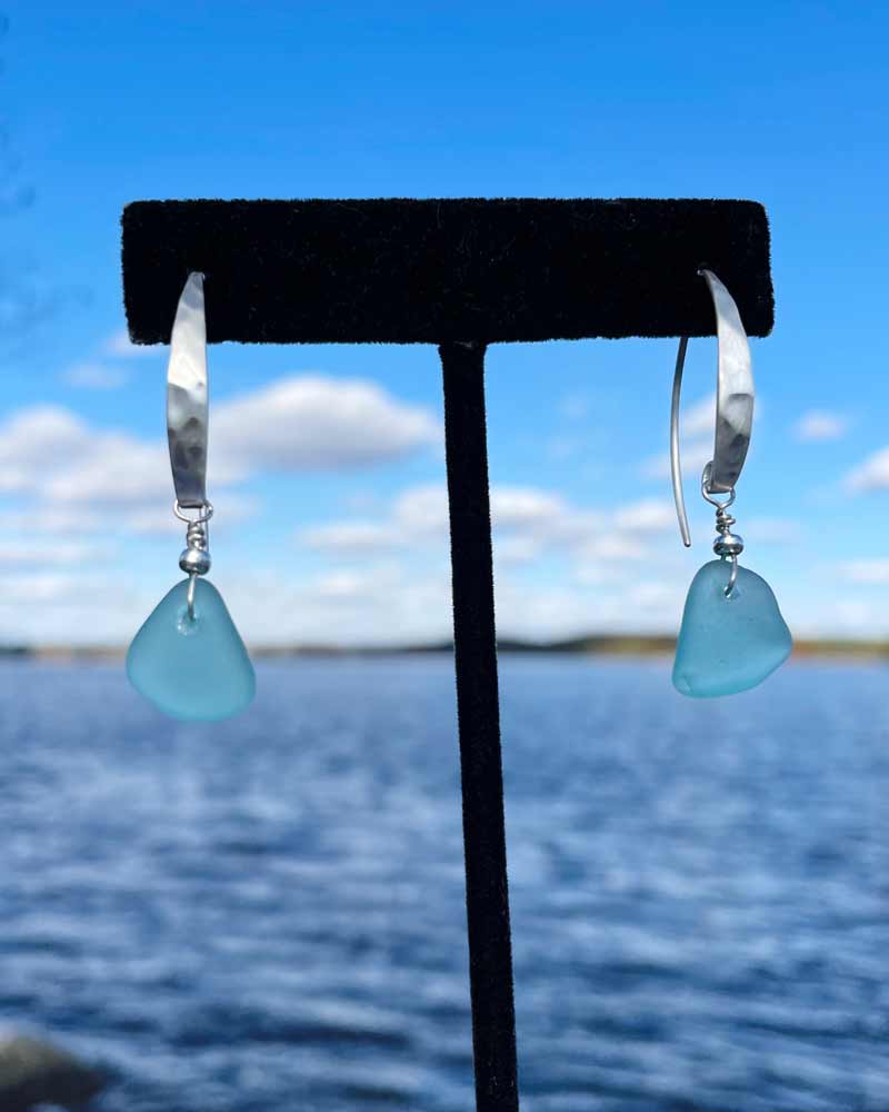 Sea Glass with Matte Front Earrings