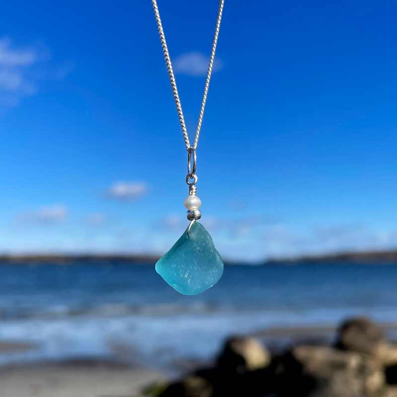Sea Glass with Pearl Necklace