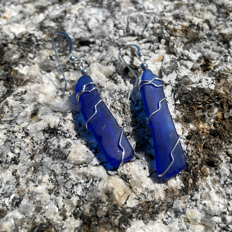 Cobalt Blue Sea Glass Earrings