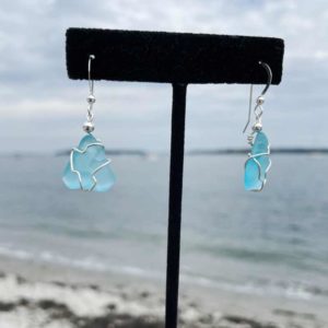 Light Aqua Sea Glass Earrings #2