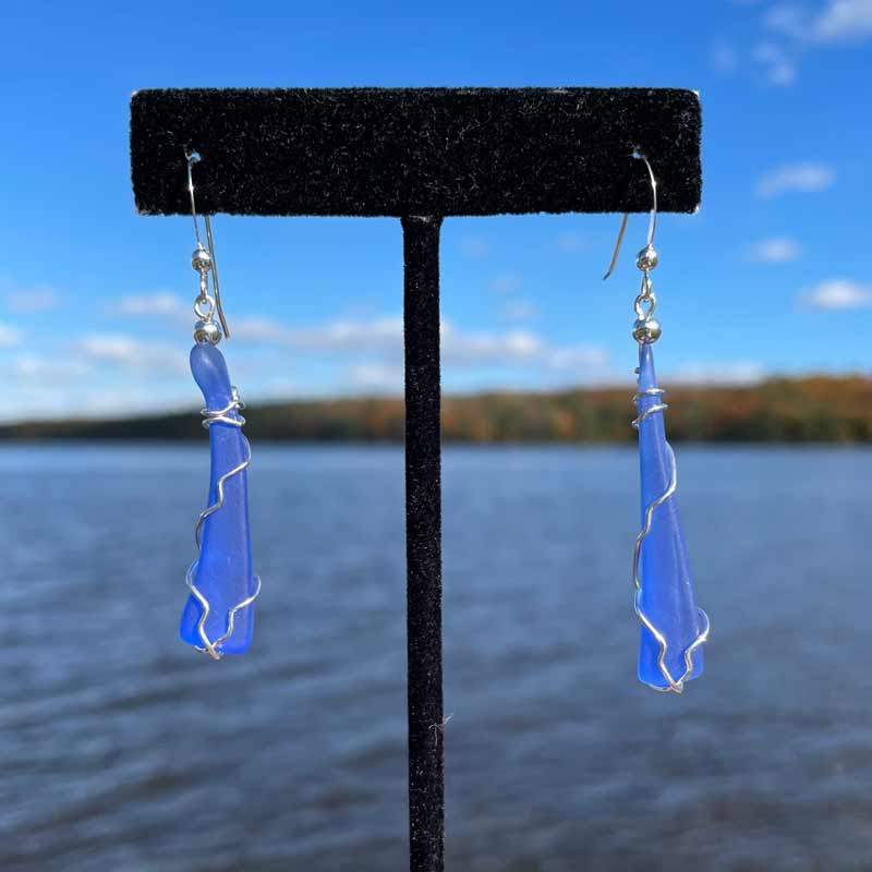 Blue Sea Glass Earrings #15