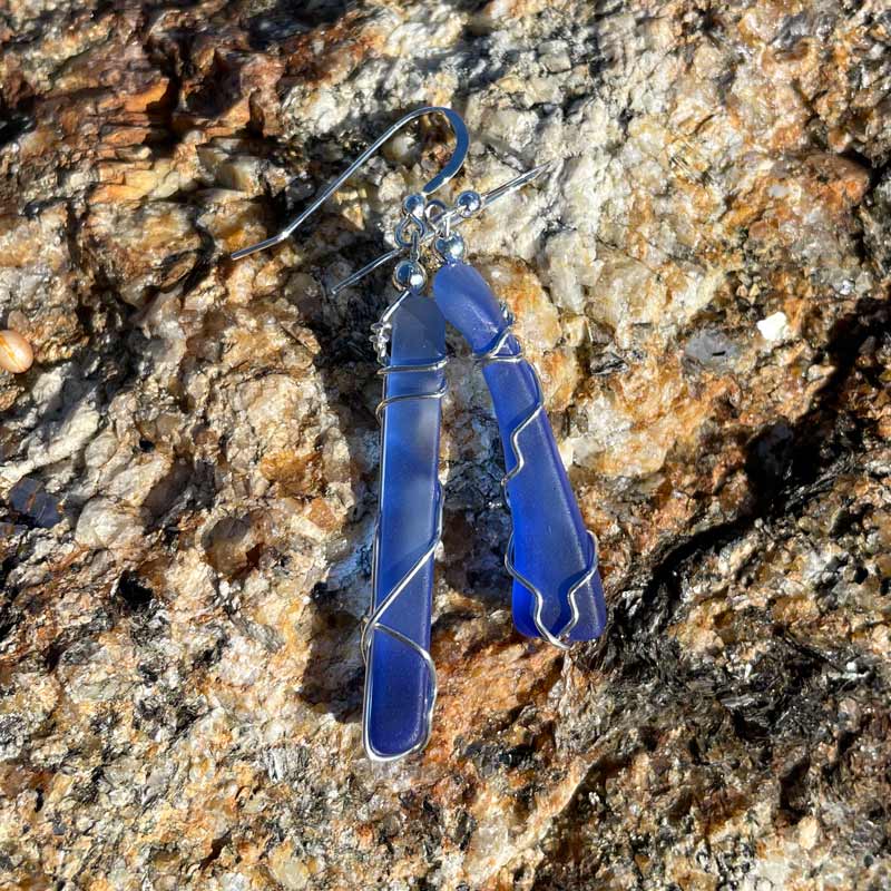 Blue Sea Glass Earrings #15
