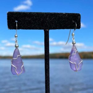Purple Sea Glass Earrings