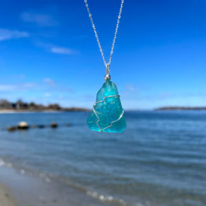 Teal Sea Glass Necklace