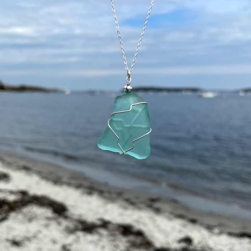 Teal Sea Glass Necklace - Lisa-Marie's Made in Maine