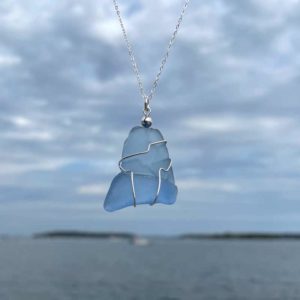 Light Blue Sea Glass Necklace #14