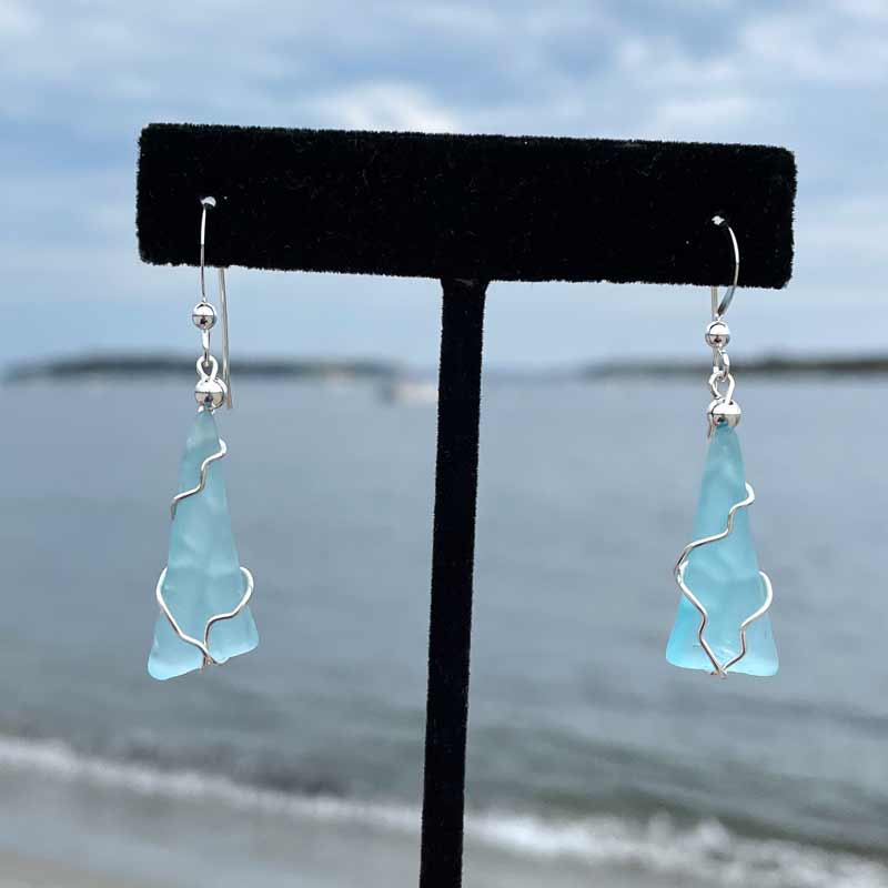 Light Aqua Sea Glass Earrings #9