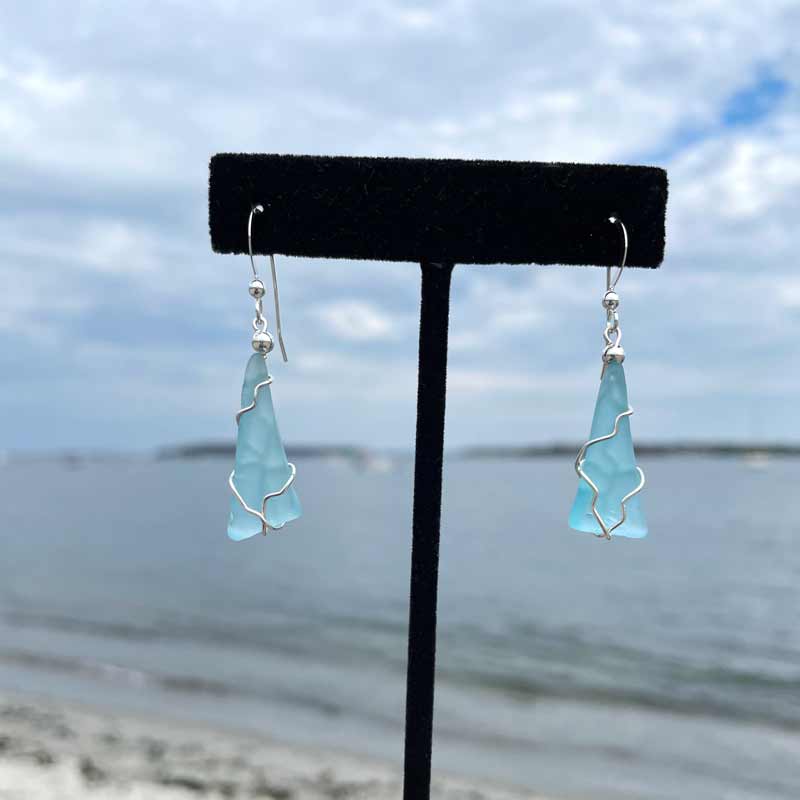 Light Aqua Sea Glass Earrings #9
