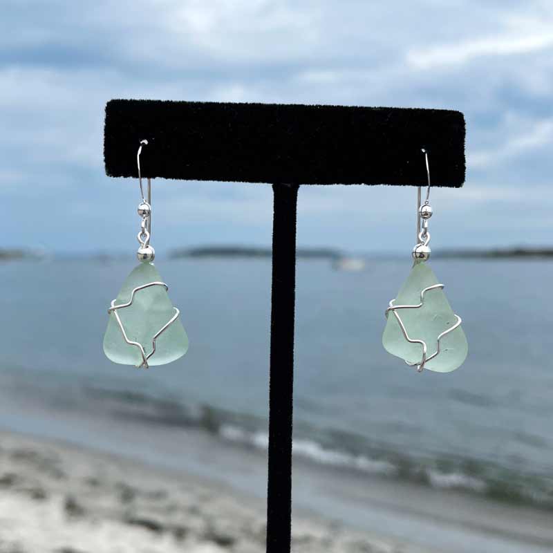Sea Foam Sea Glass Earrings #10