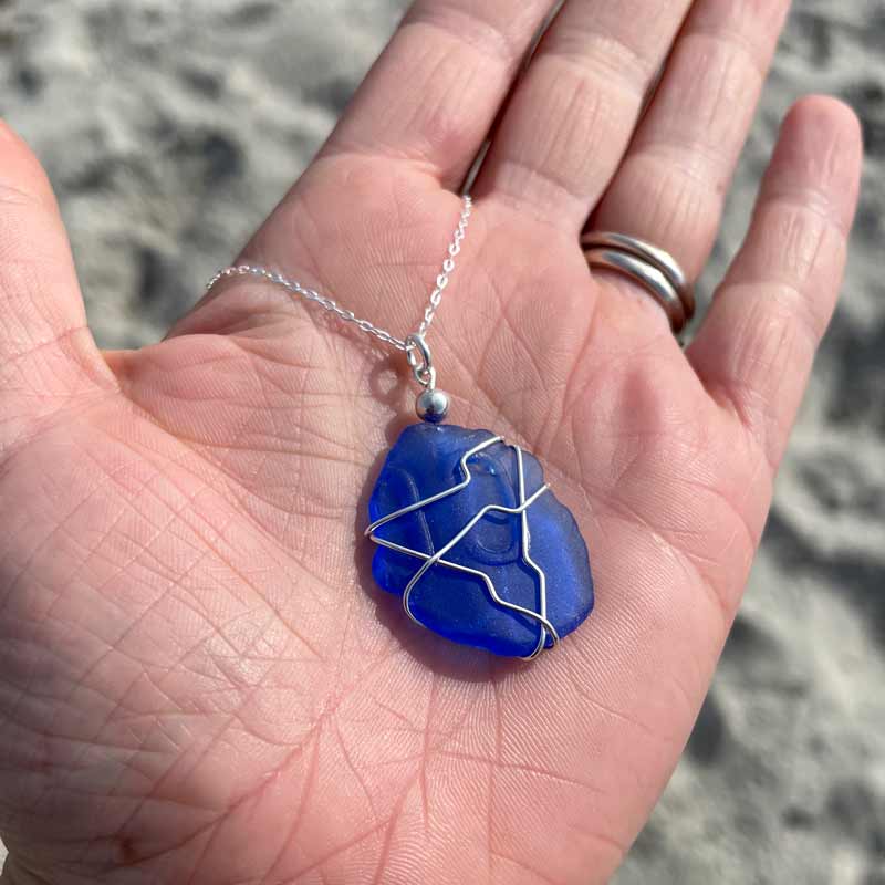 Blue Sea Glass Necklace #2