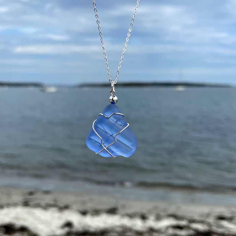 Light Blue Sea Glass Necklace #15