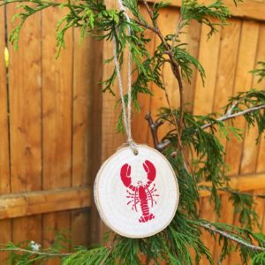 Lobster Birch Slice Ornament