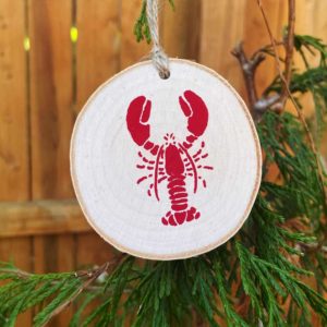 Lobster Birch Slice Ornament
