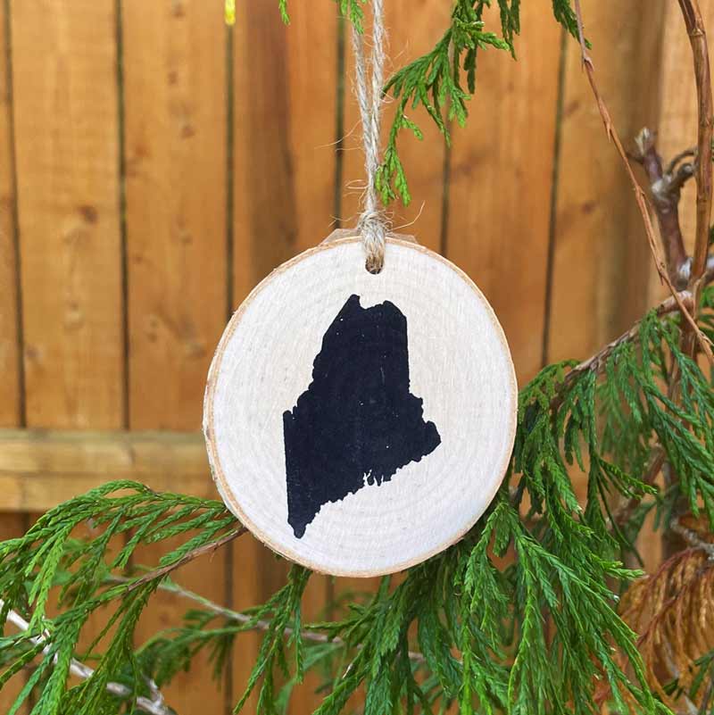 State of Maine Birch Slice Ornament