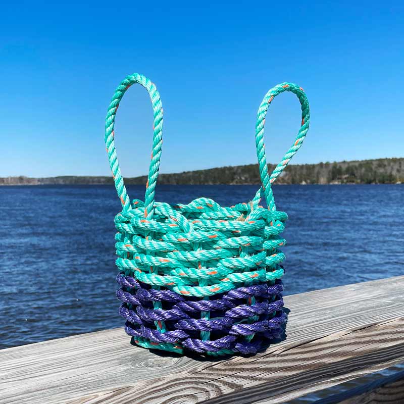 Teal Iris Mini Lobster Rope Basket