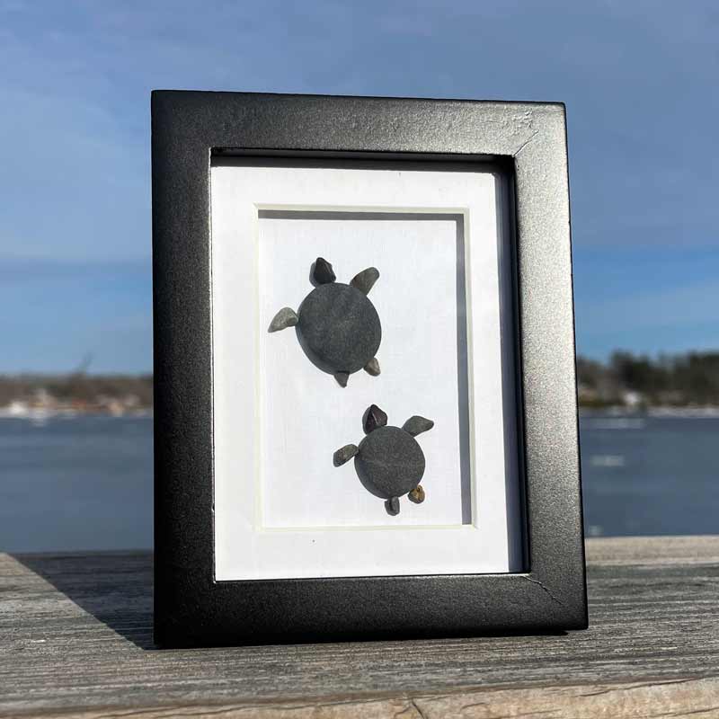 Swimming Turtles #1 - Framed Beach Findings