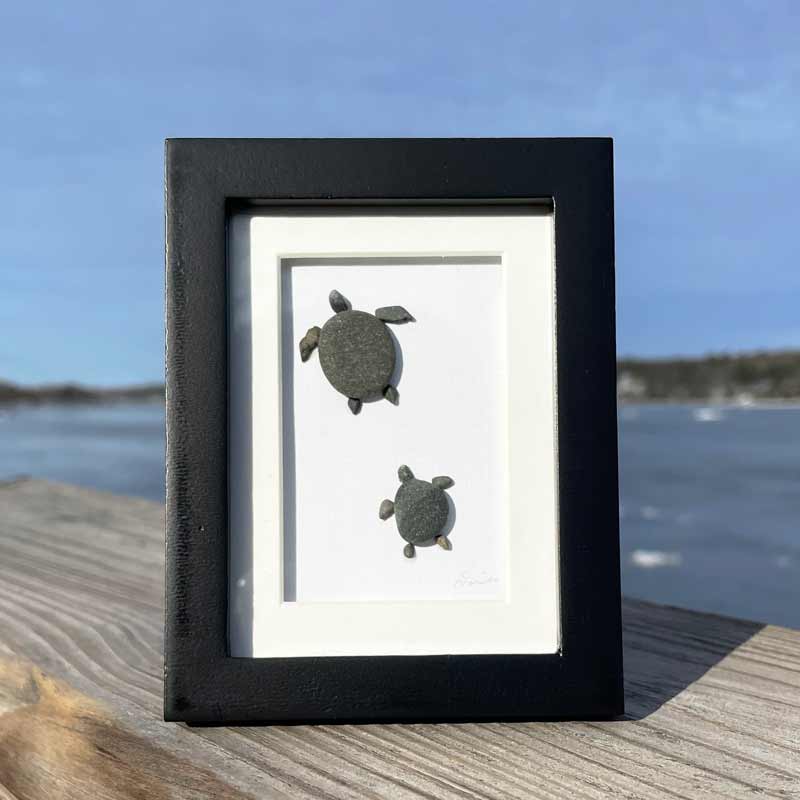 Swimming Turtles #2 - Framed Beach Findings