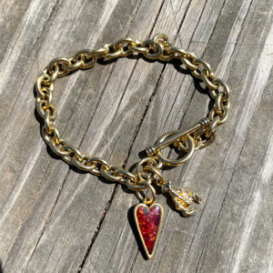 Crushed Lobster Shell Heart Gold Bracelet