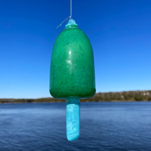Clover Blown Glass Lobster Buoy with Light Blue Spindle