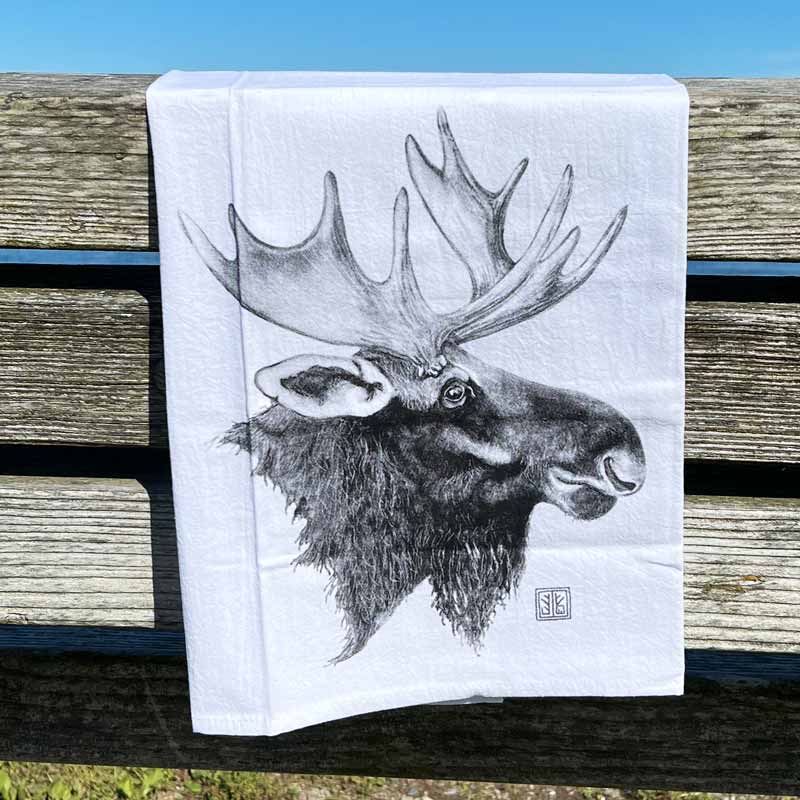 Moose Tea Towel by Jennie Blue