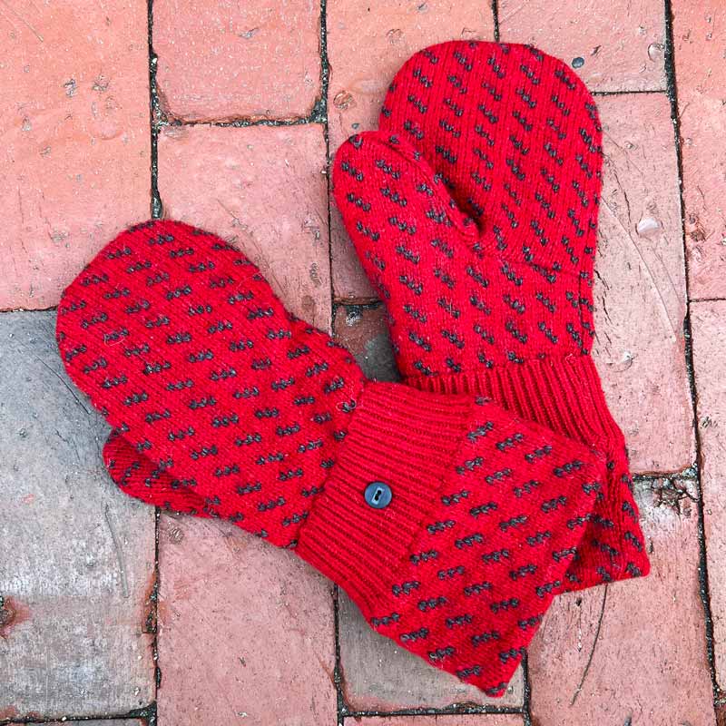 Red Wool Sweater Mittens