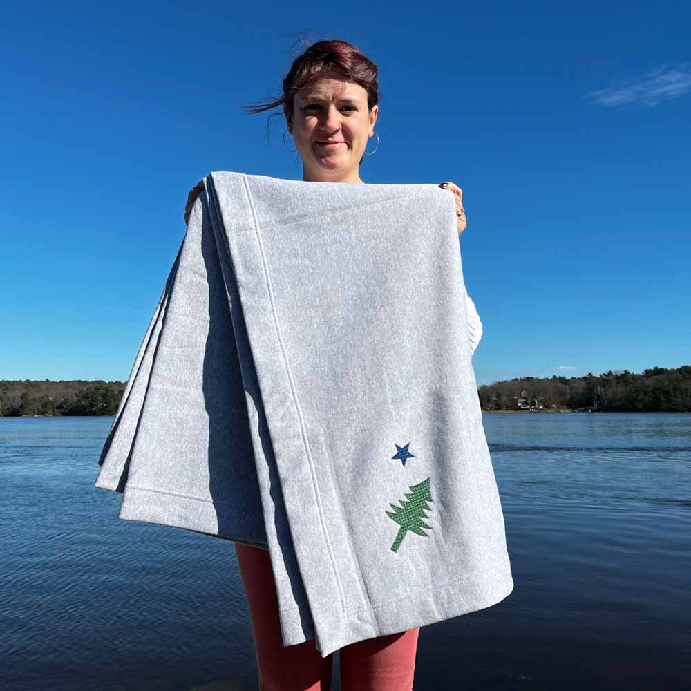 Heather Grey First Maine Flag Blanket