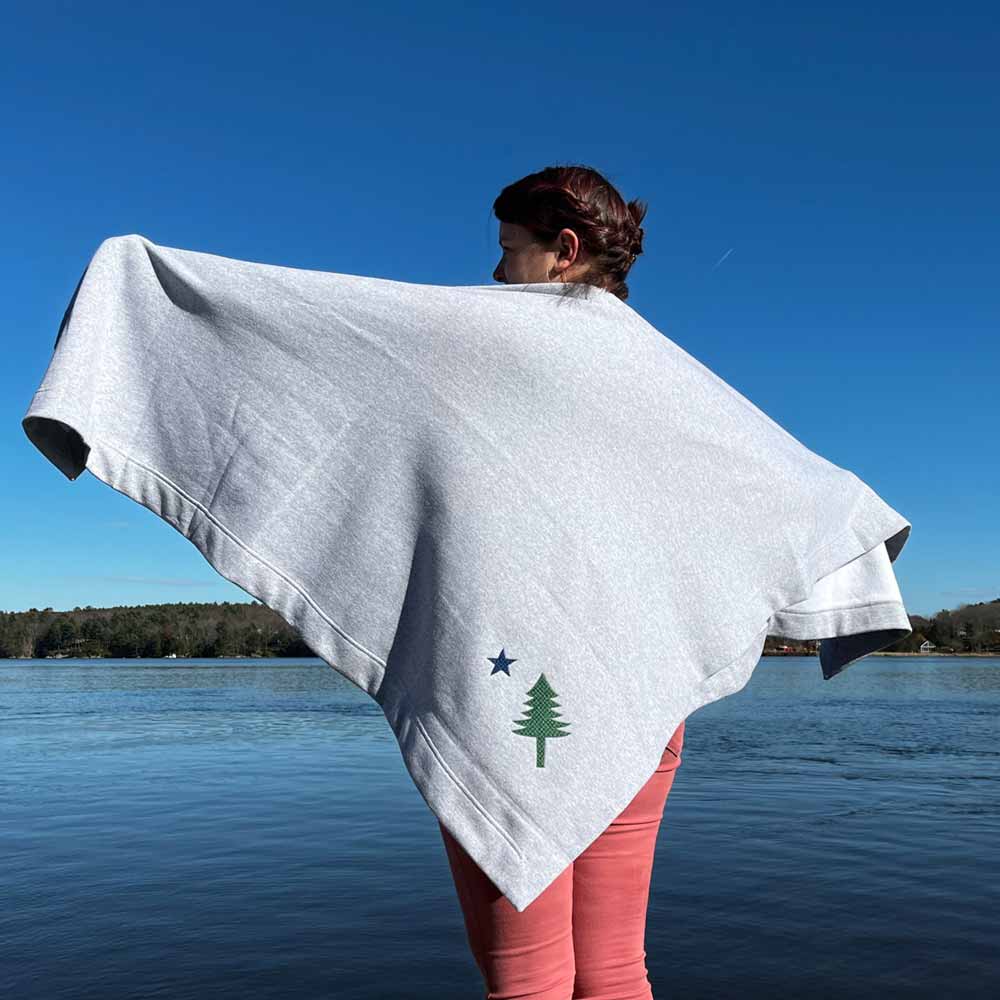 Heather Grey First Maine Flag Blanket