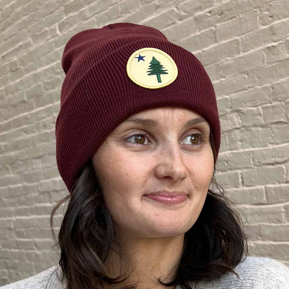 Maroon First Maine Flag Patch Beanie