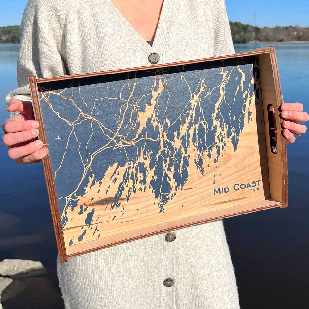 Midcoast Maine Map Serving Tray