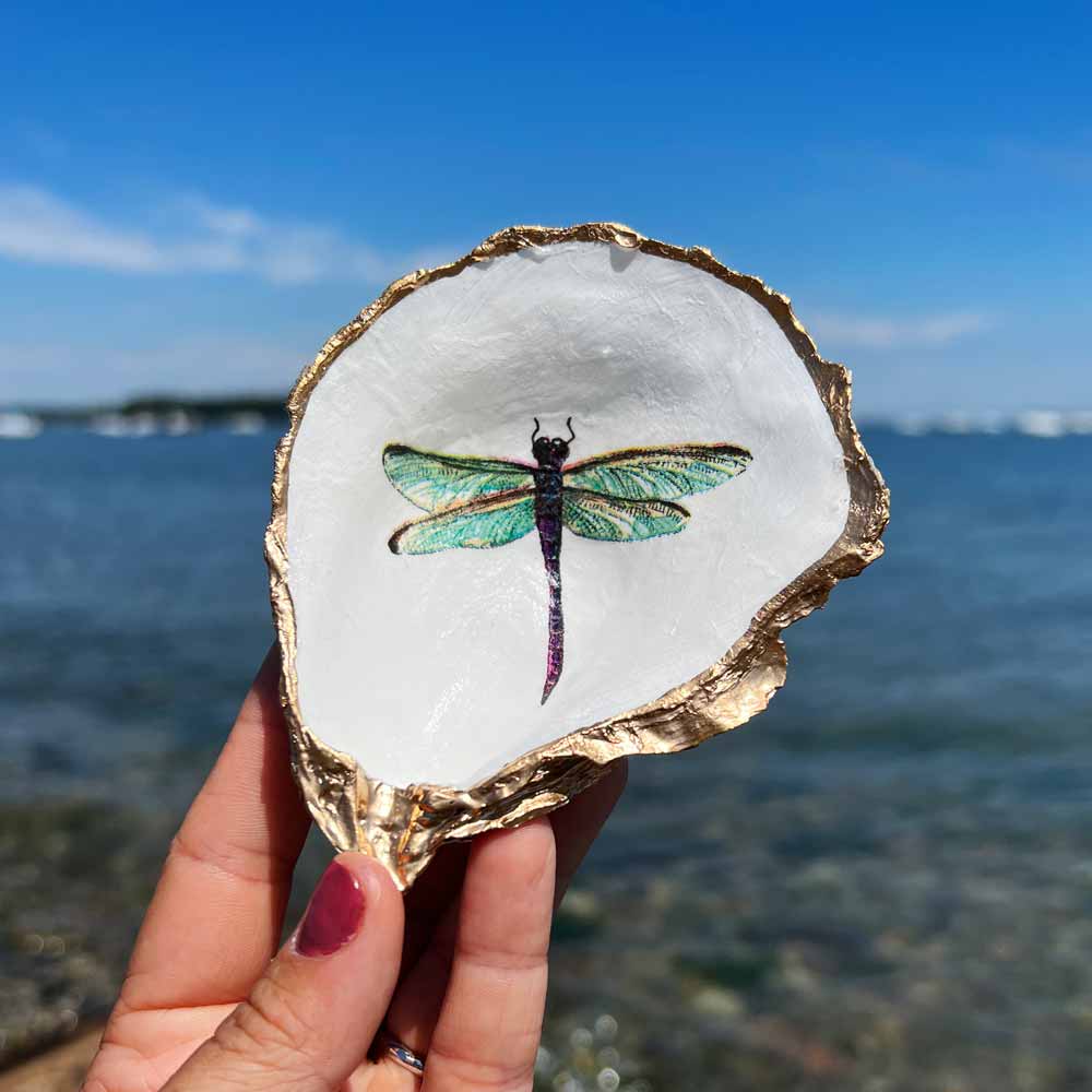 Dragonfly Oyster Shell Ring Dish