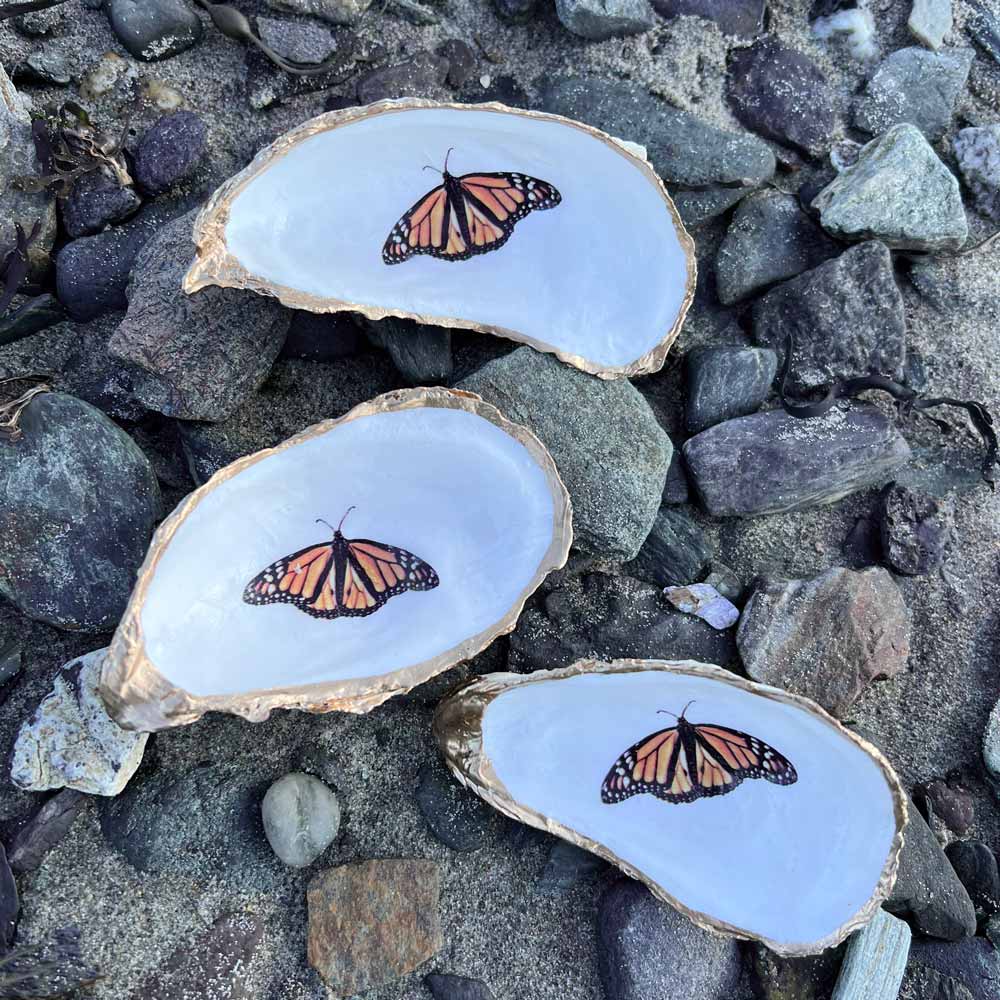 Monarch Butterfly Oyster Shell Ring Dish
