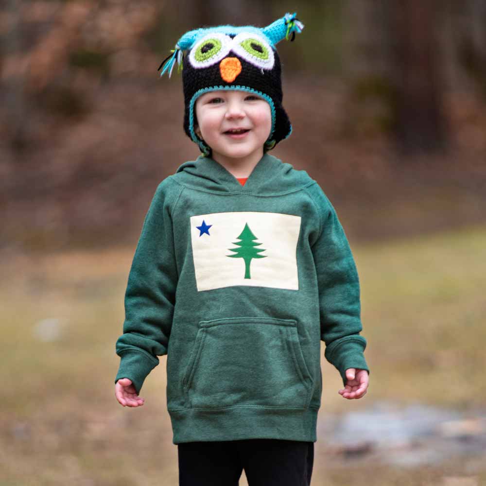 First Maine Flag on Green Youth Hoodie